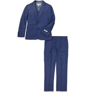 cefai Navy Checked 3 pc Suit